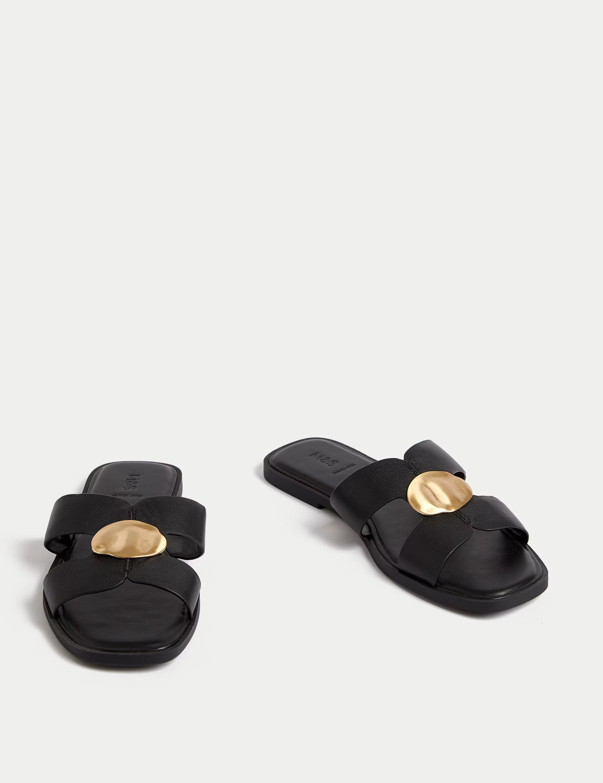 Leather Metal Trim Flat Open Toe Mules | Marks & Spencer (UK)