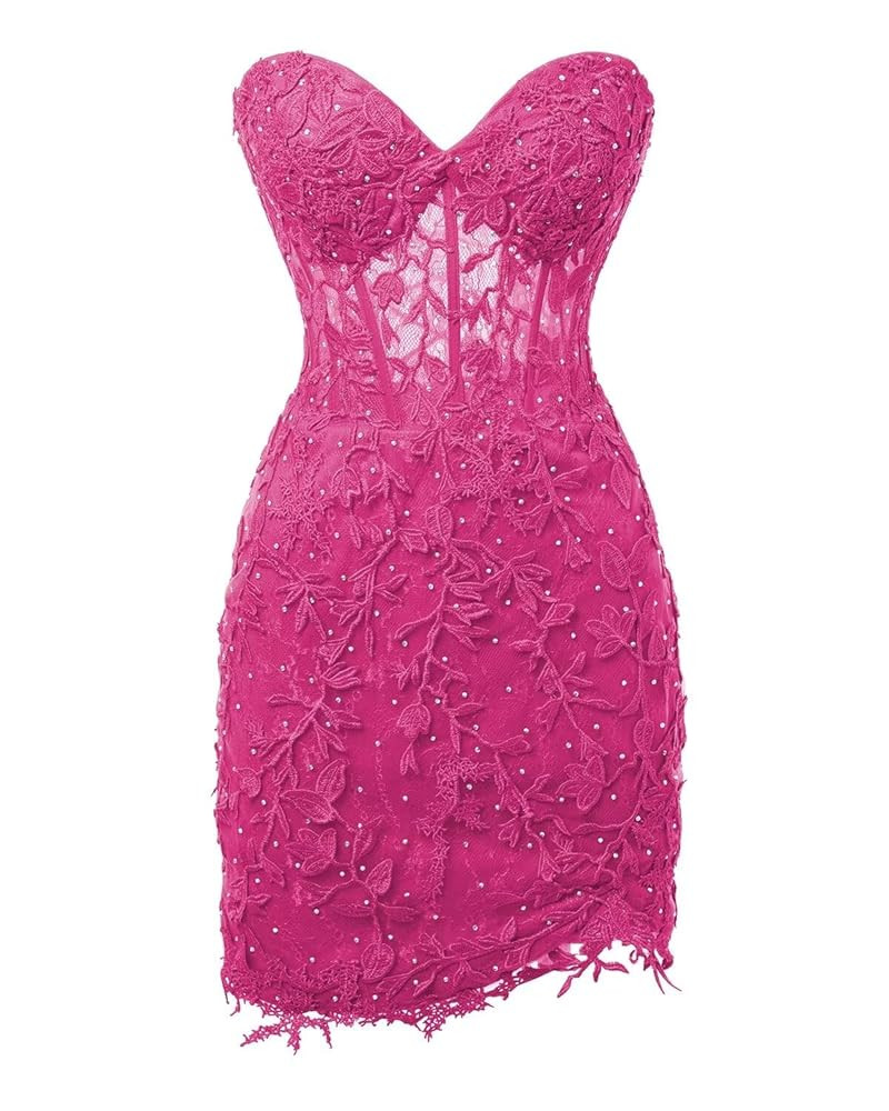 Sweetheart Lace Short Homecoming Dresses for Teens 2024 Tight Applique Corset Prom Graduation Dre... | Amazon (US)