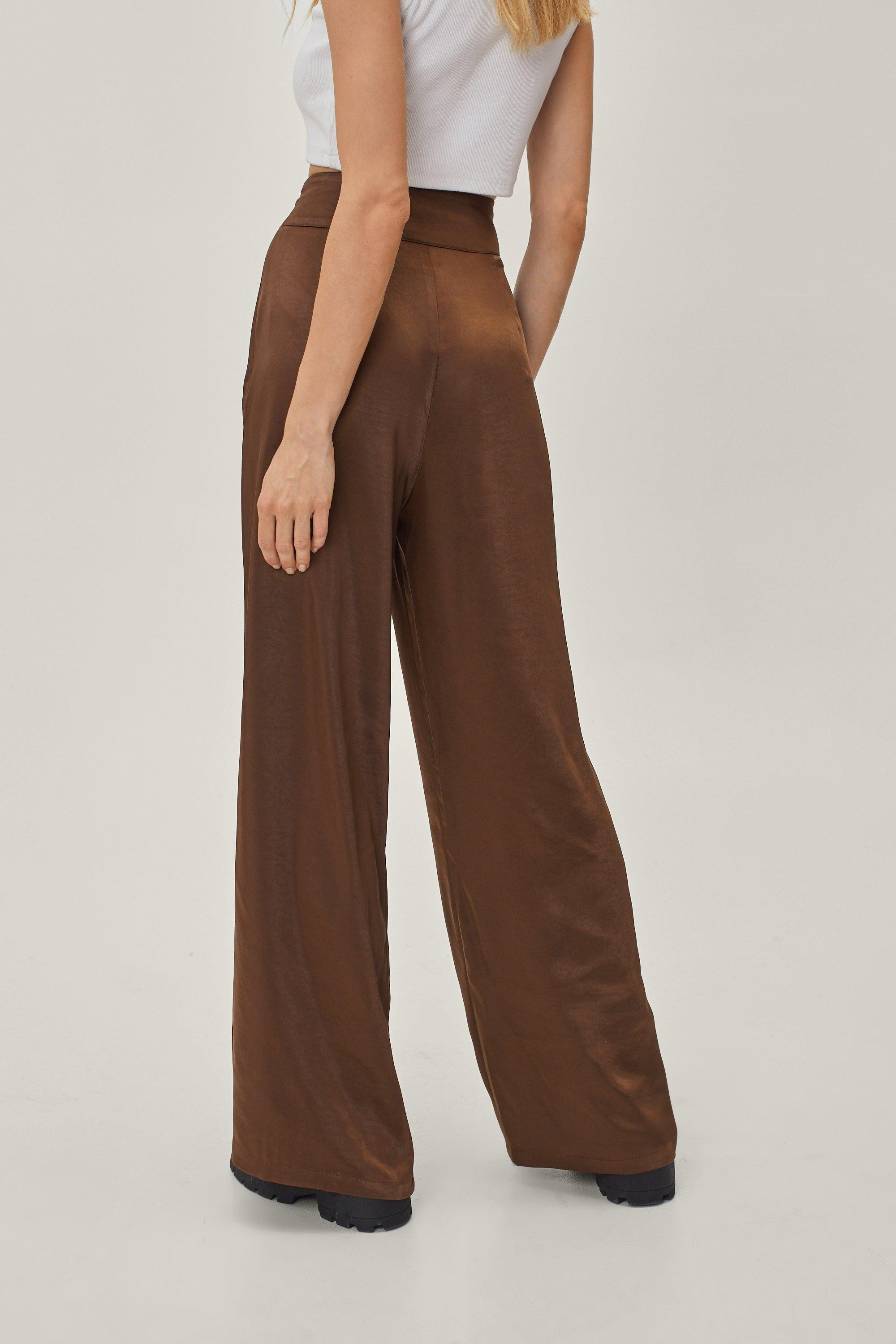 Satin Wide Leg High Waisted Pants | Nasty Gal (US)