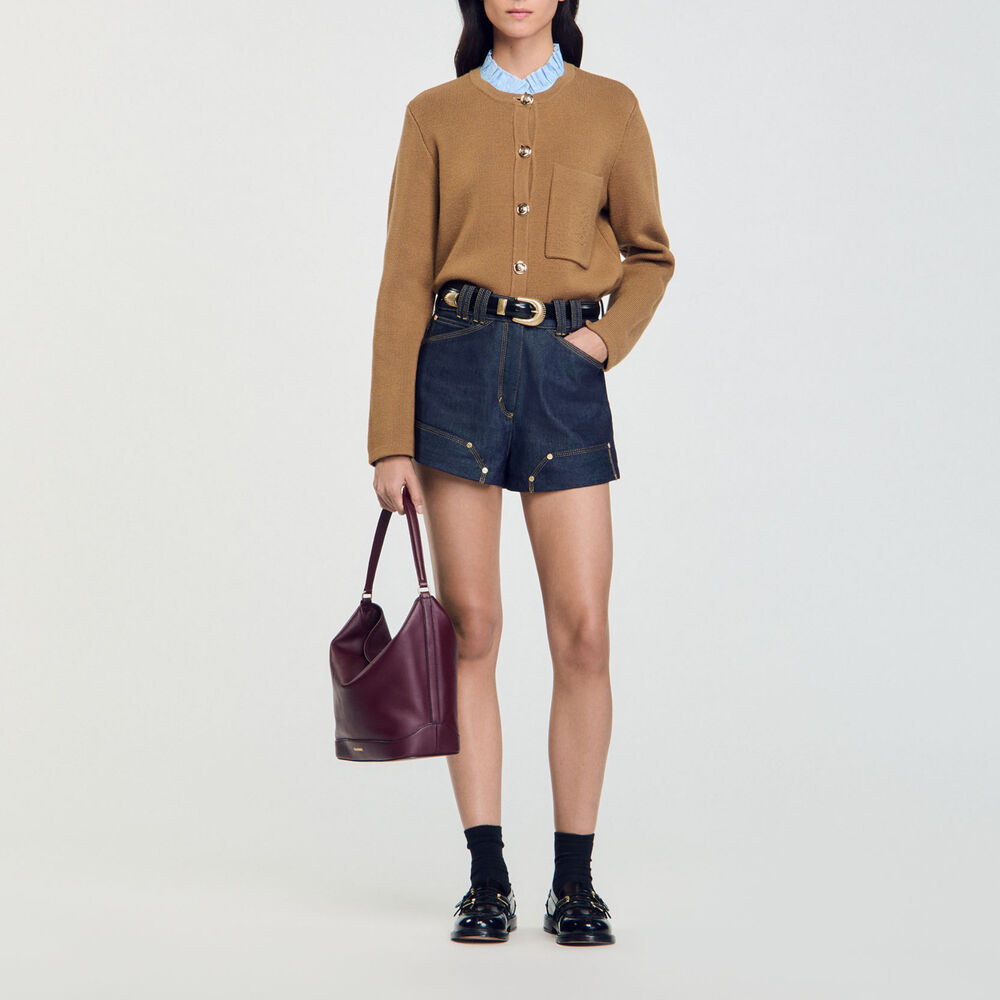 Knit Cardigan With Detachable Collar | Sandro US | Sandro-Paris US
