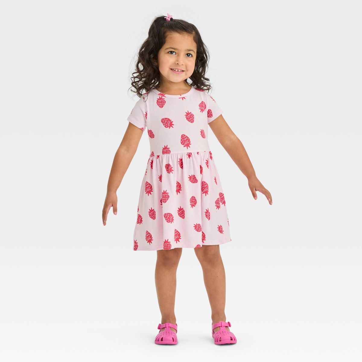Toddler Girls' Strawberry Short Sleeve Dress - Cat & Jack™ Pink 4T | Target