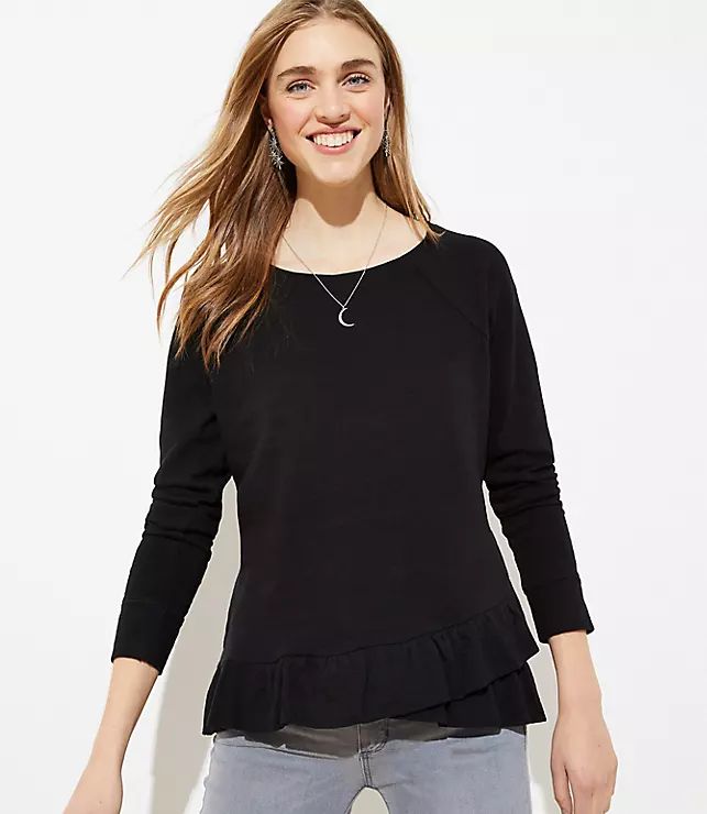 Ruffle Hem Sweatshirt | LOFT