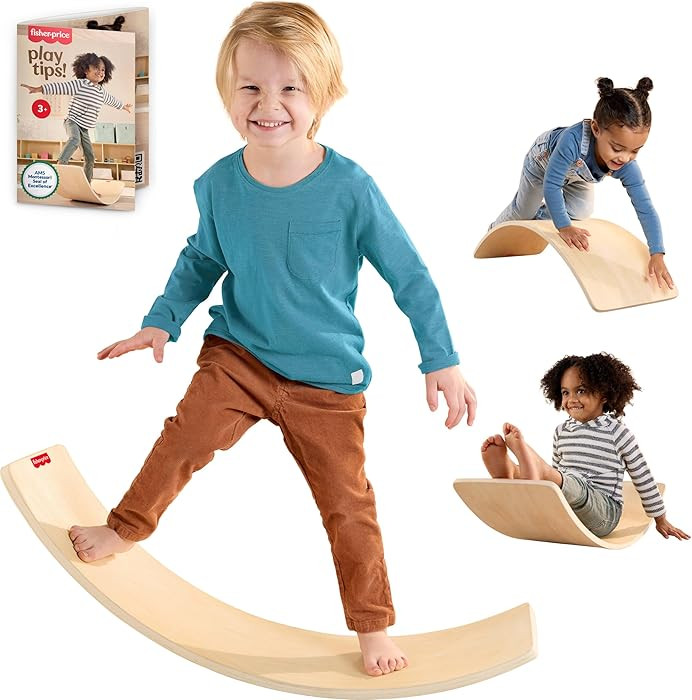 Fisher-Price Wood Montessori Toy Rockin' Balance Board, American Montessori Society Seal of Excel... | Amazon (US)