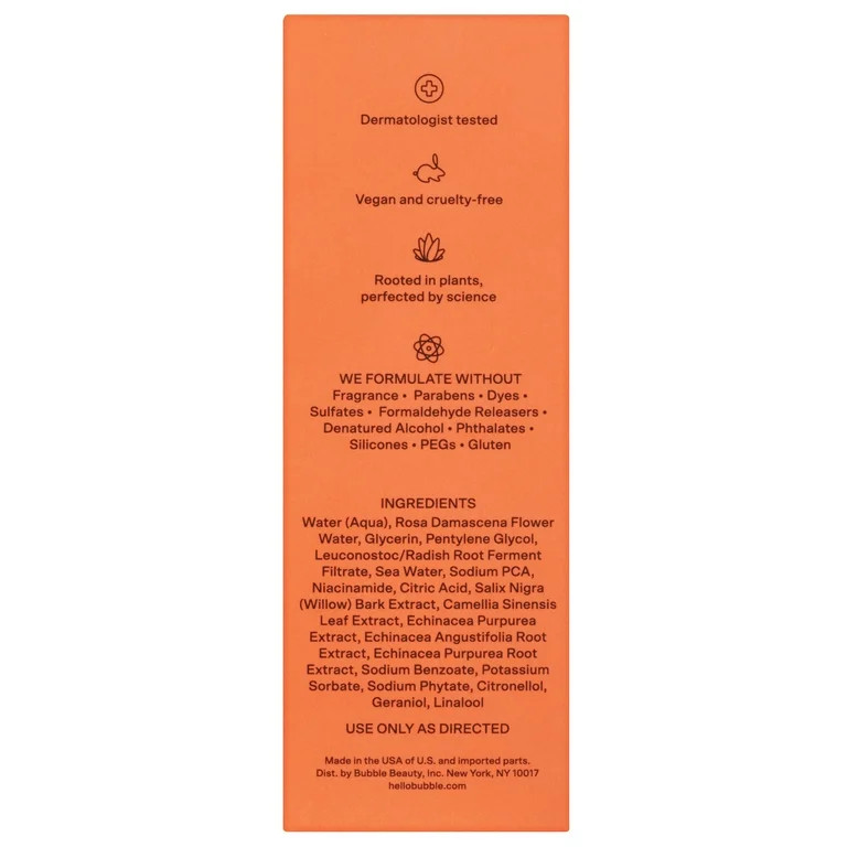 Bubble Skincare Bounce Back Refreshing Toner Spray, Balancing Mist for All Skin Types, 1.8 fl oz ... | Walmart (US)