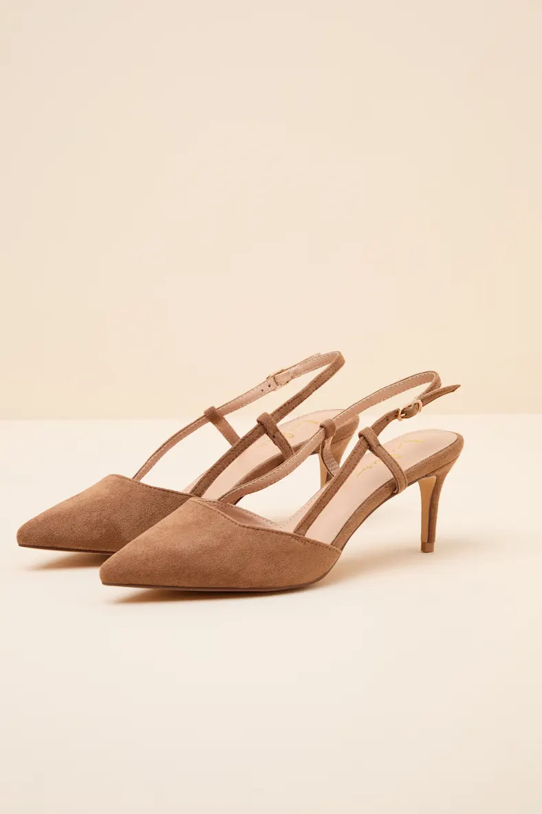 Cadey Tan Suede Pointed-Toe Slingback Pumps | Lulus