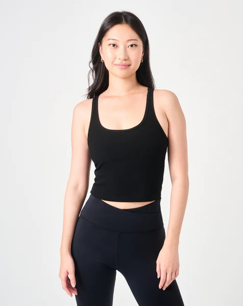 Rib Crop Tank- Black- FINAL SALE | The Sculpt Society