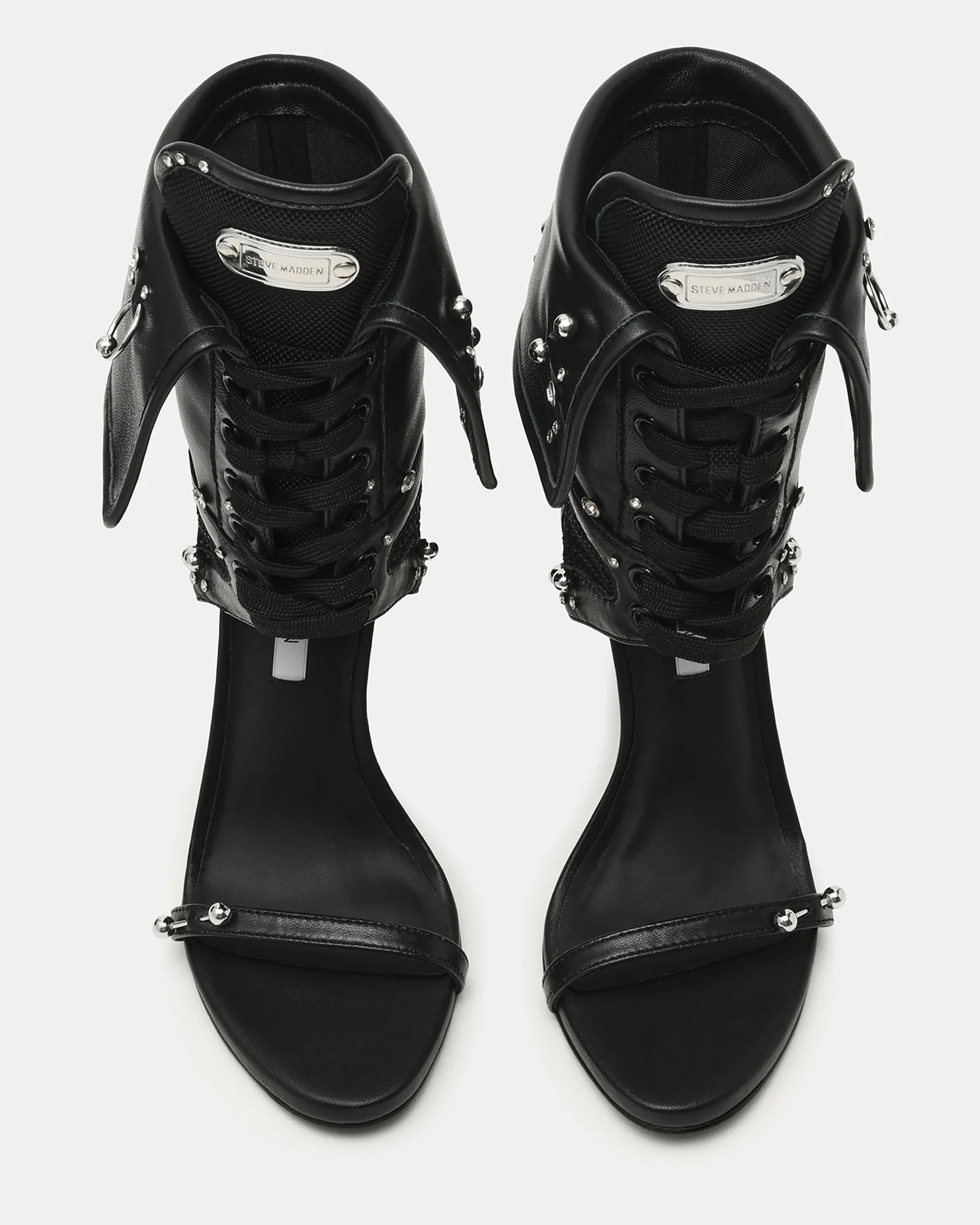 CASELLA Piercing Black Open-Toe Stiletto Lace-Up Women's Heel | Steve Madden (US)