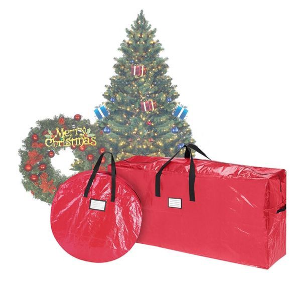 Storage Combo Christmas Tree Storage Bag & 30" Wreath Bag Red - Elf Stor | Target