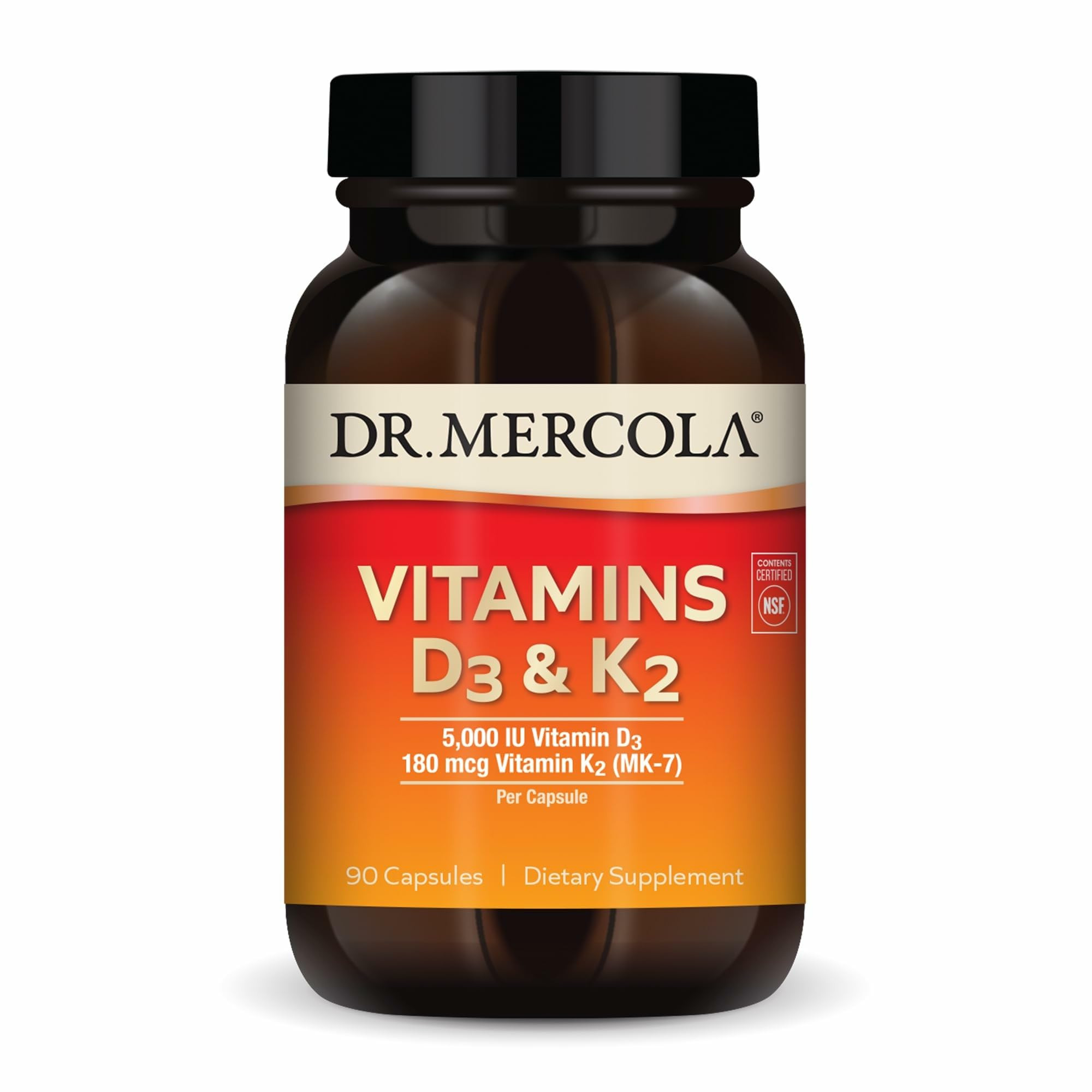 Dr. Mercola Vitamins D3 & K2 Dietary Supplement, 90 Servings (90 Capsules), Supports Heart Health... | Amazon (US)