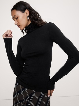 Luxe Wool-Blend Turtleneck T-Shirt | Banana Republic (US)