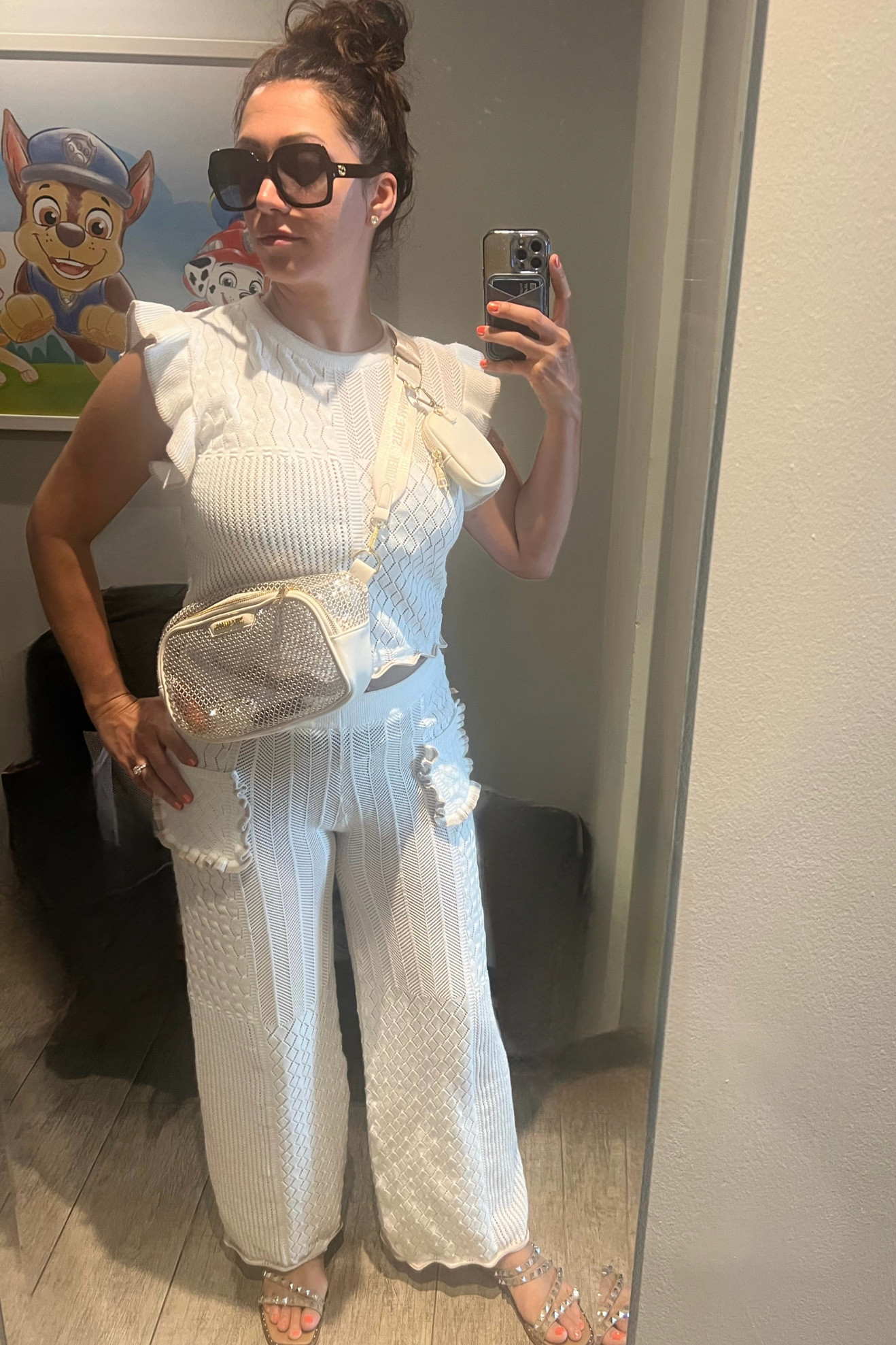 Labor Day Weekend Vibes! Sized up to Large on bottom for a more comfortable feel around the 🍑  #stevemadden #ldwoutfits #rhinestonecrossbody #gucci #guccisunglasses #coverup #studdedsandals #whiteoutfit

#LTKTravel #LTKSeasonal #LTKFindsUnder50
