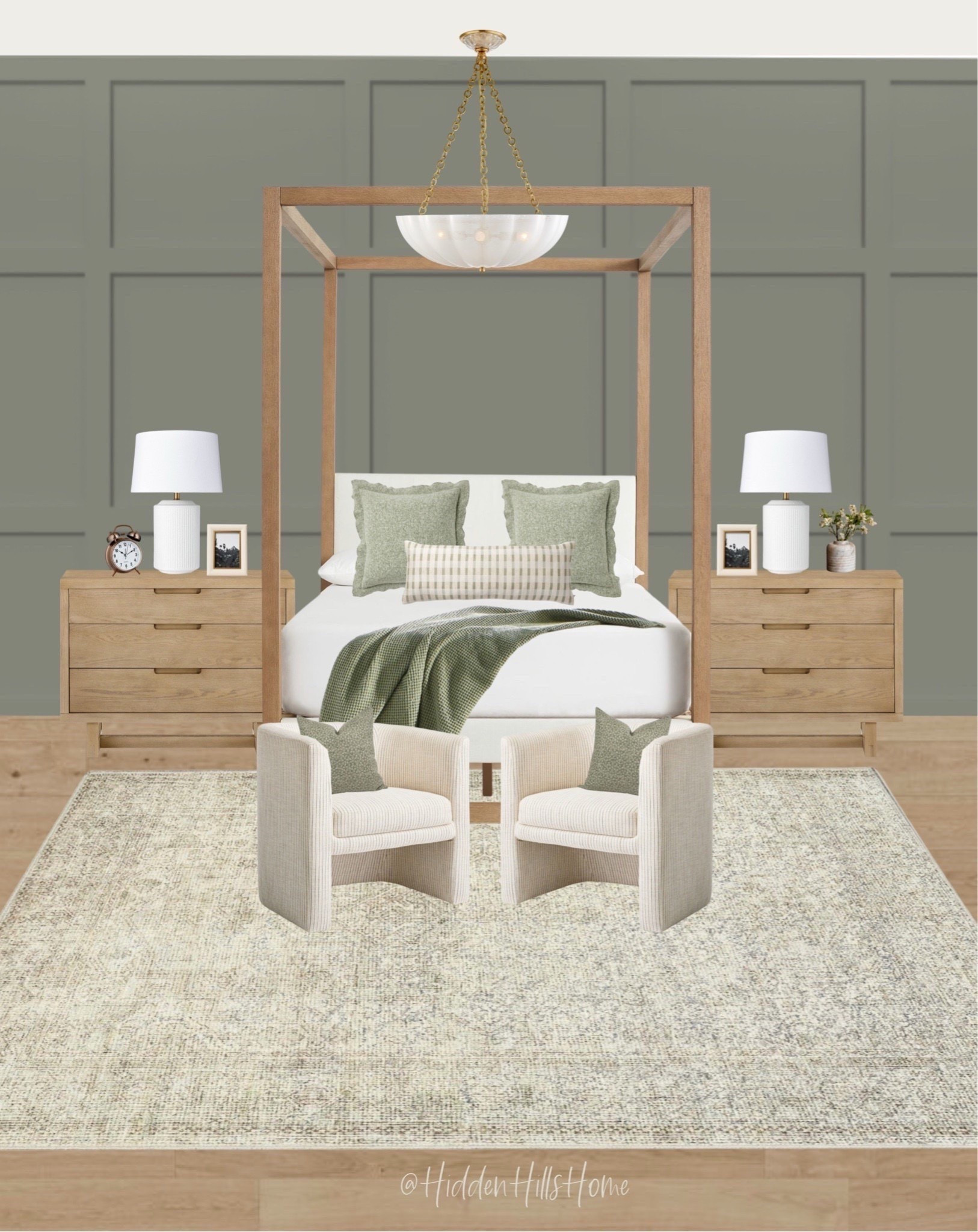 Master bedroom decor mood board! Bedroom design ideas, bedroom inspiration, canopy bed, primary bedroom Inspo, home decor #bedroom
Wall color is SW Evergreen



#LTKHome #LTKSeasonal #LTKSaleAlert