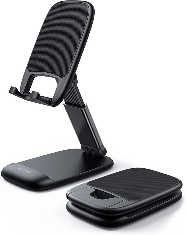 Lamicall Foldable Phone Stand for Desk - Height Adjustable Cell Phone Holder Portable Cellphone C... | Amazon (US)