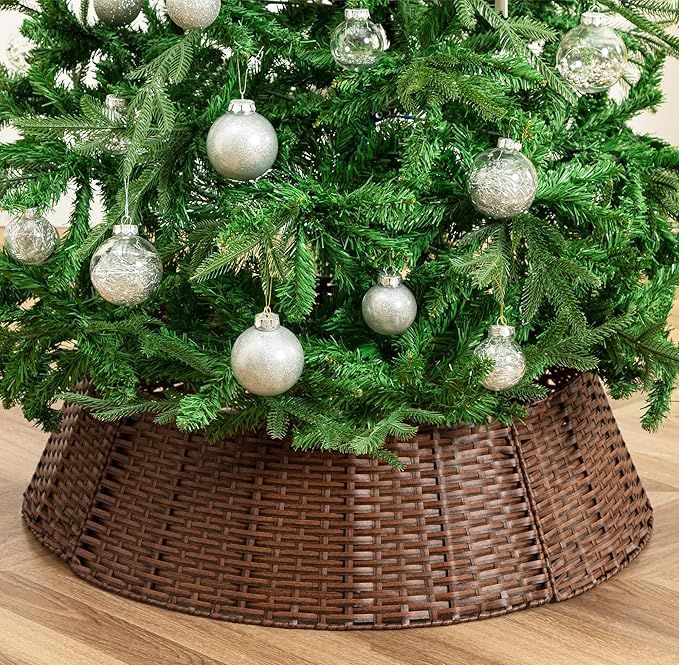 HBlife Christmas Tree Collar, Handwoven Plastic Rattan Tree Collar Ring, Rustic Farmhouse Christm... | Amazon (US)