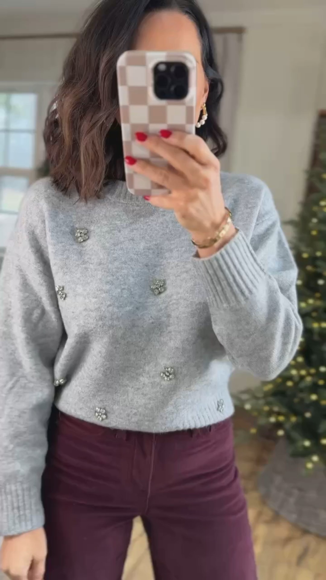 This embellished sweater is so good! A Walmart look for less for Christmas and holiday parties! Aprilwilks VintagePickin Walmart fashion finds viral Walmart sweater look for less Walmart Christmas party outfit #walmartpartner #commissionedlinks #walmartfashion 

#LTKgrwm #LTKHoliday #LTKSeasonal