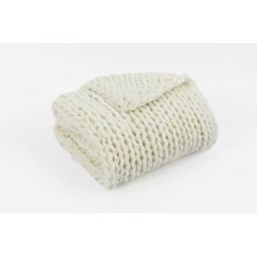 Silver One Super Chunky Knitted Throw Blanket, Cream, 50" x 60" | Walmart (US)