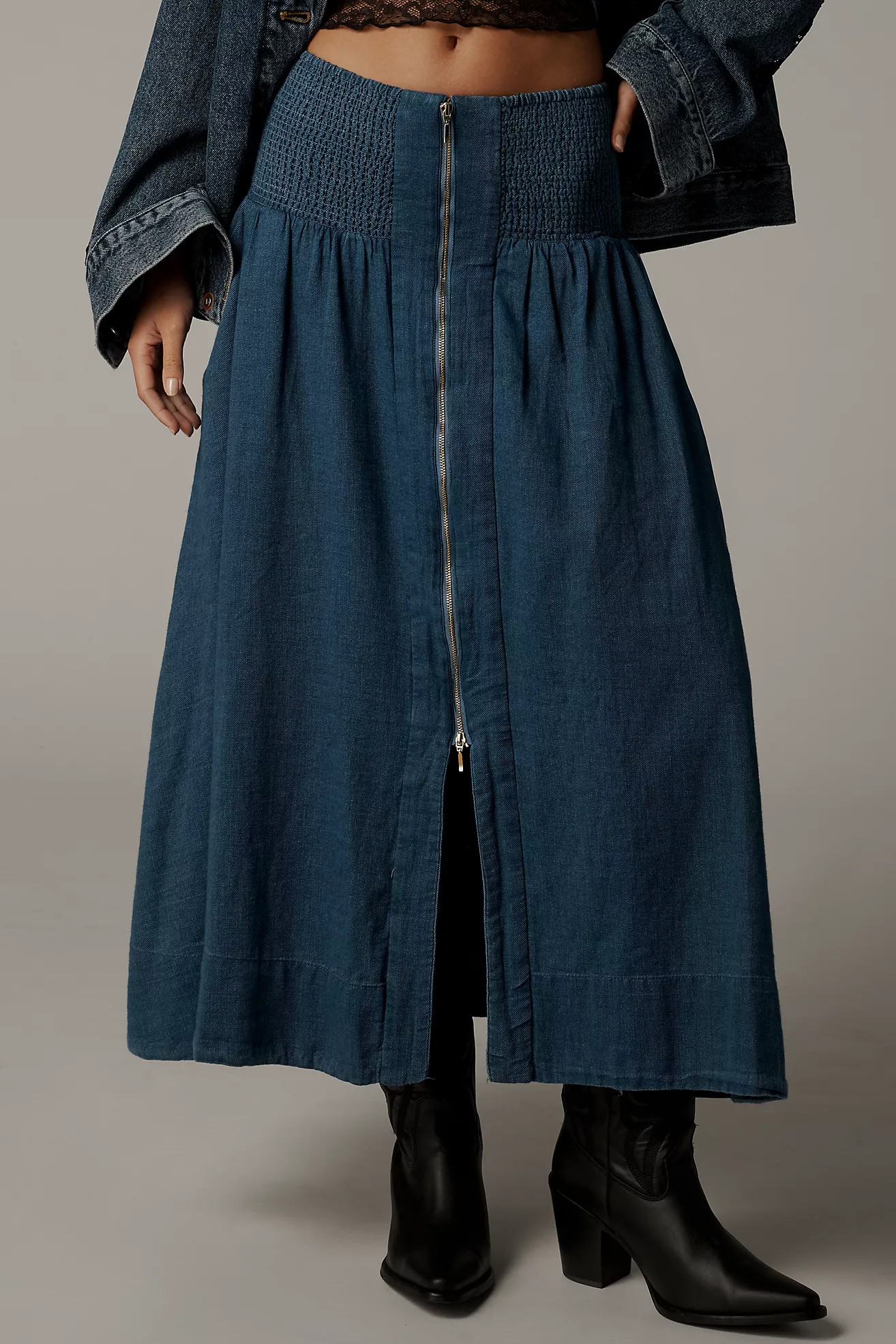 The Tommie Zip-Front Midi Skirt | Anthropologie (US)