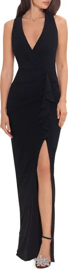 Ruched Ruffle Column Gown | Nordstrom