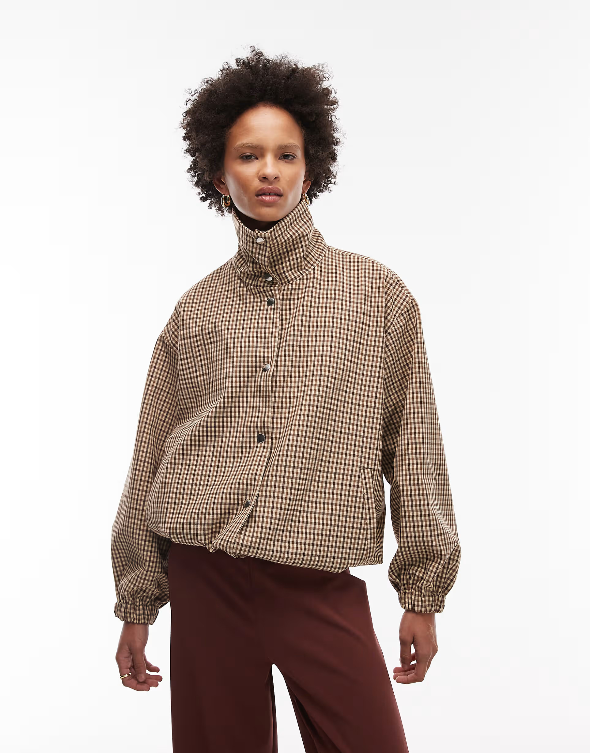 ASOS DESIGN tailored funnel neck jacket in micro check | ASOS (Global)