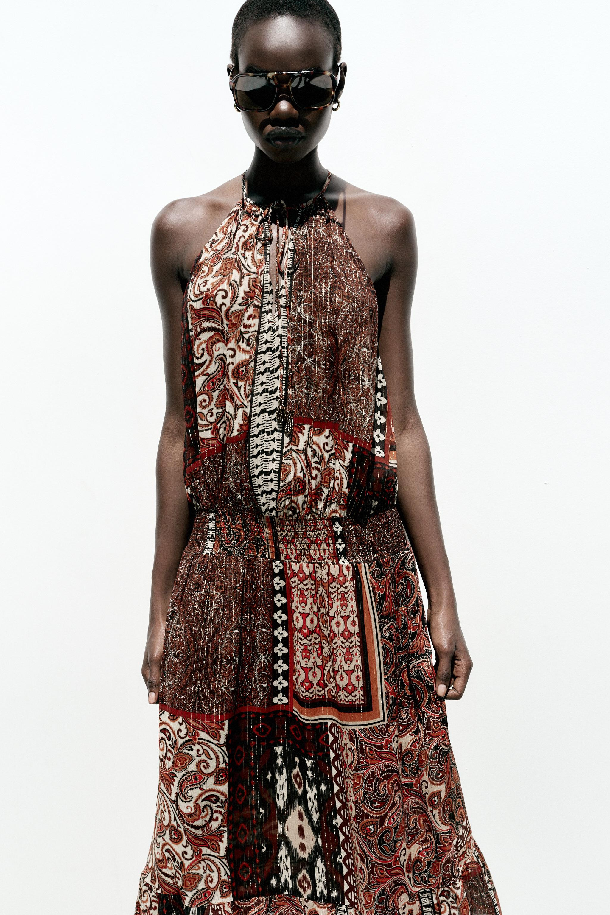 METALLIC THREAD PRINT DRESS | Zara US