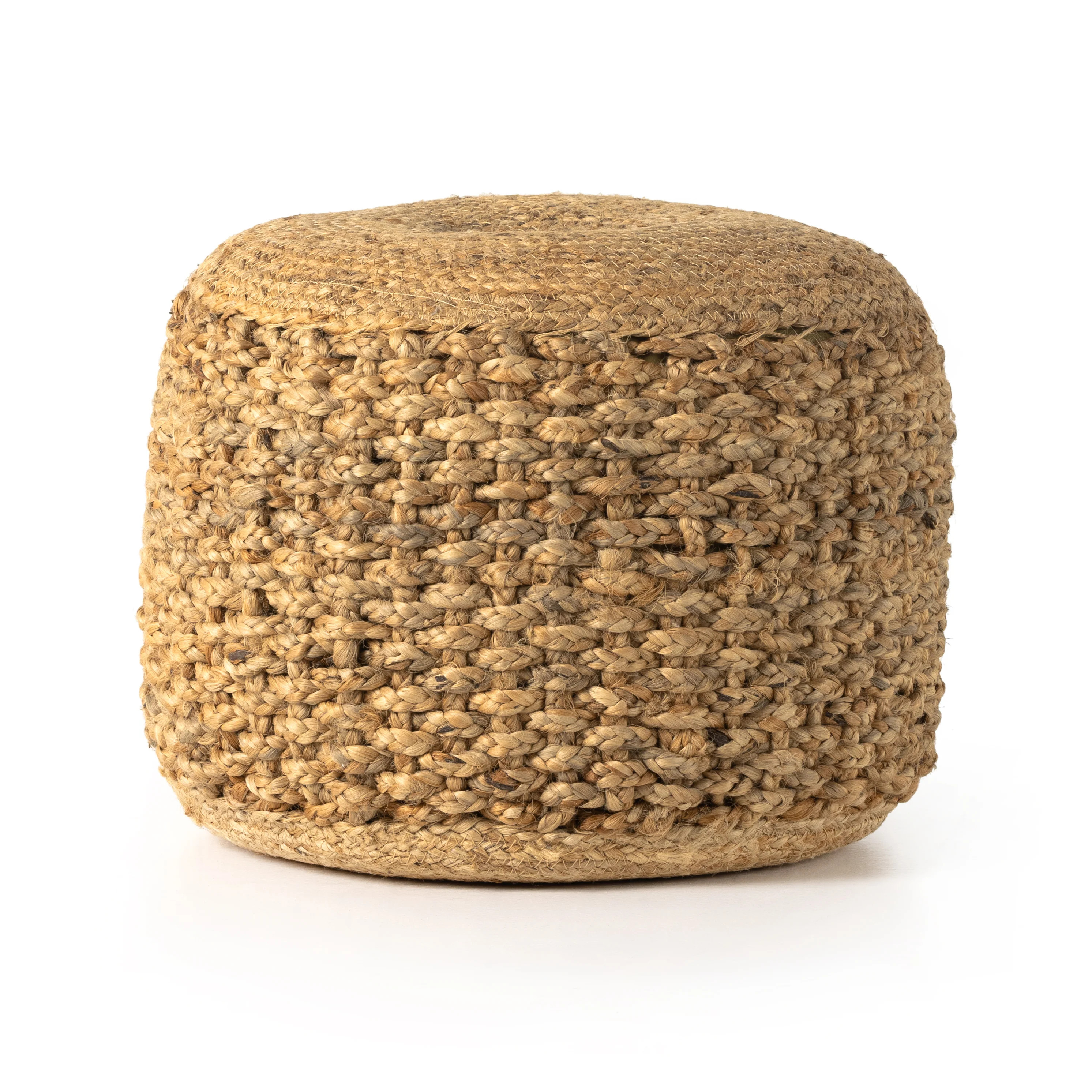 Jute Braided Pouf-Tan Jute | StyleMeGHD