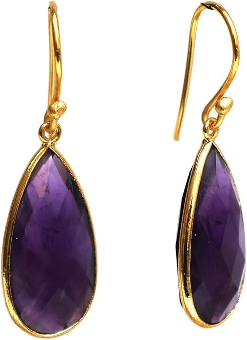 Gempires Faceted Gemstone Long Drop Dangle Earrings for Women, Statement | Handmade faceted gemst... | Amazon (US)