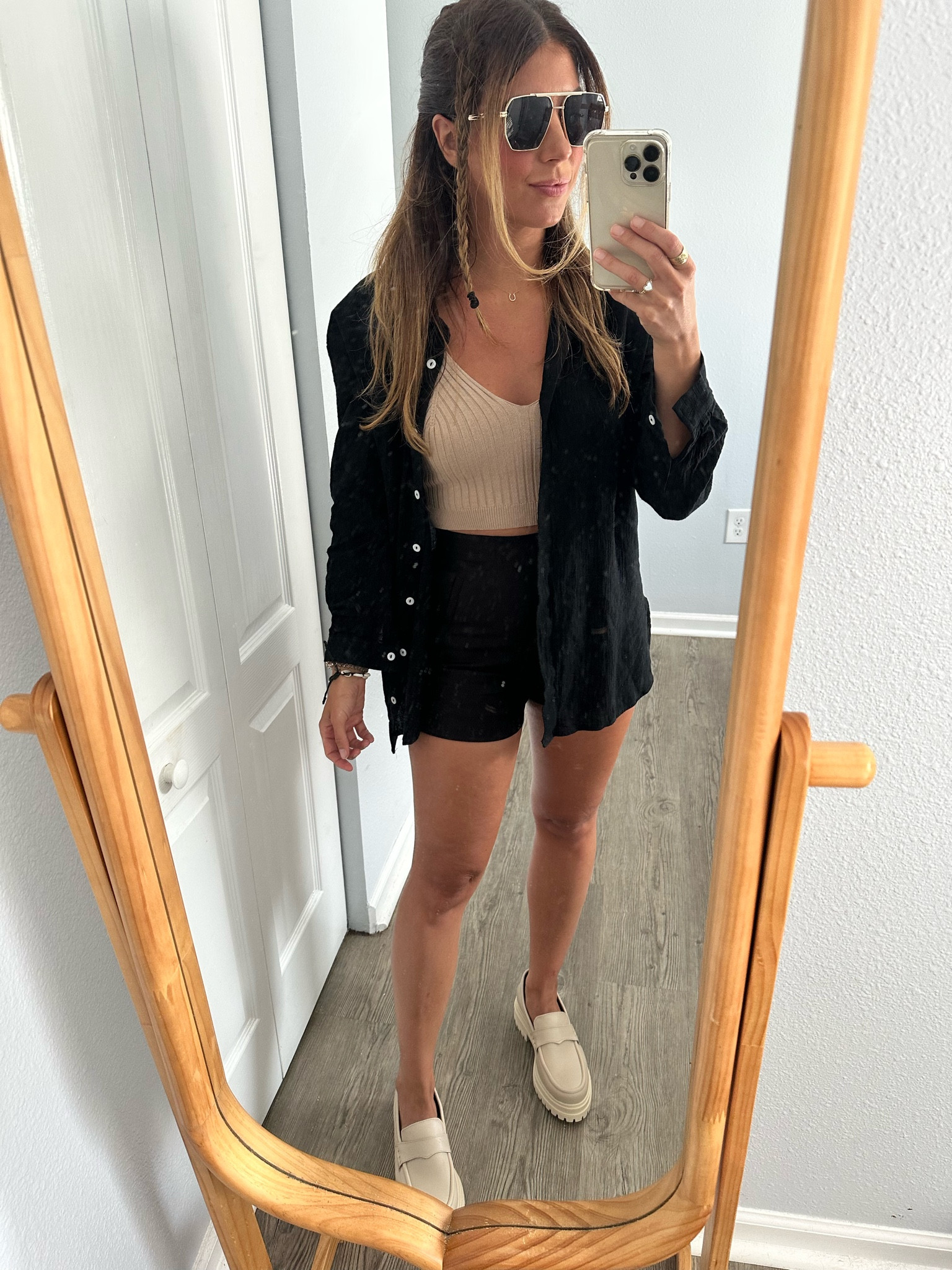 Petite girlies: wearing a seemingly flat shoe with a platform/lug sole will give you a little height and elongate your frame especially in shorts and skirts ☺️ I’m wearing an XS in the short and tank and a small in the button down. The shoes are only available in whole sizes. I’m a true 7.5 so I ordered in a 38 and they are very roomy without socks. 

#LTKunder50 #LTKSeasonal #LTKstyletip