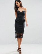 Click for more info about ASOS Scuba Deep Plunge Midi Bodycon Dress with Lace Hem