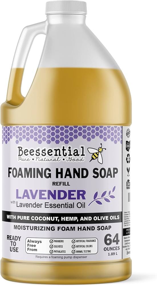 Beessential All Natural Bulk Foaming Hand Soap Refill, 64 oz Lavender | Made with Moisturizing Al... | Amazon (US)
