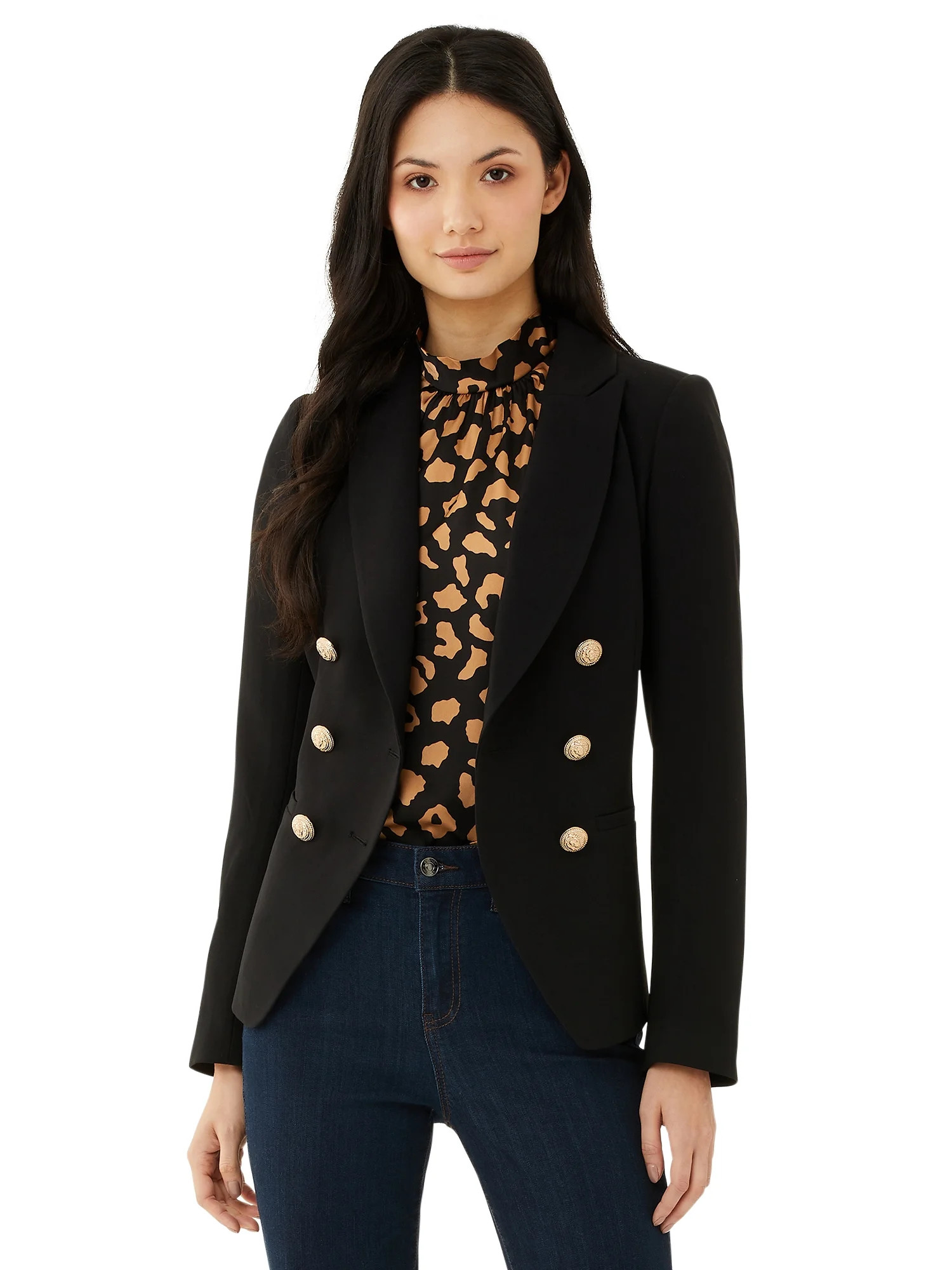 Scoop Women's Double Breasted Crepe Blazer | Walmart (US)