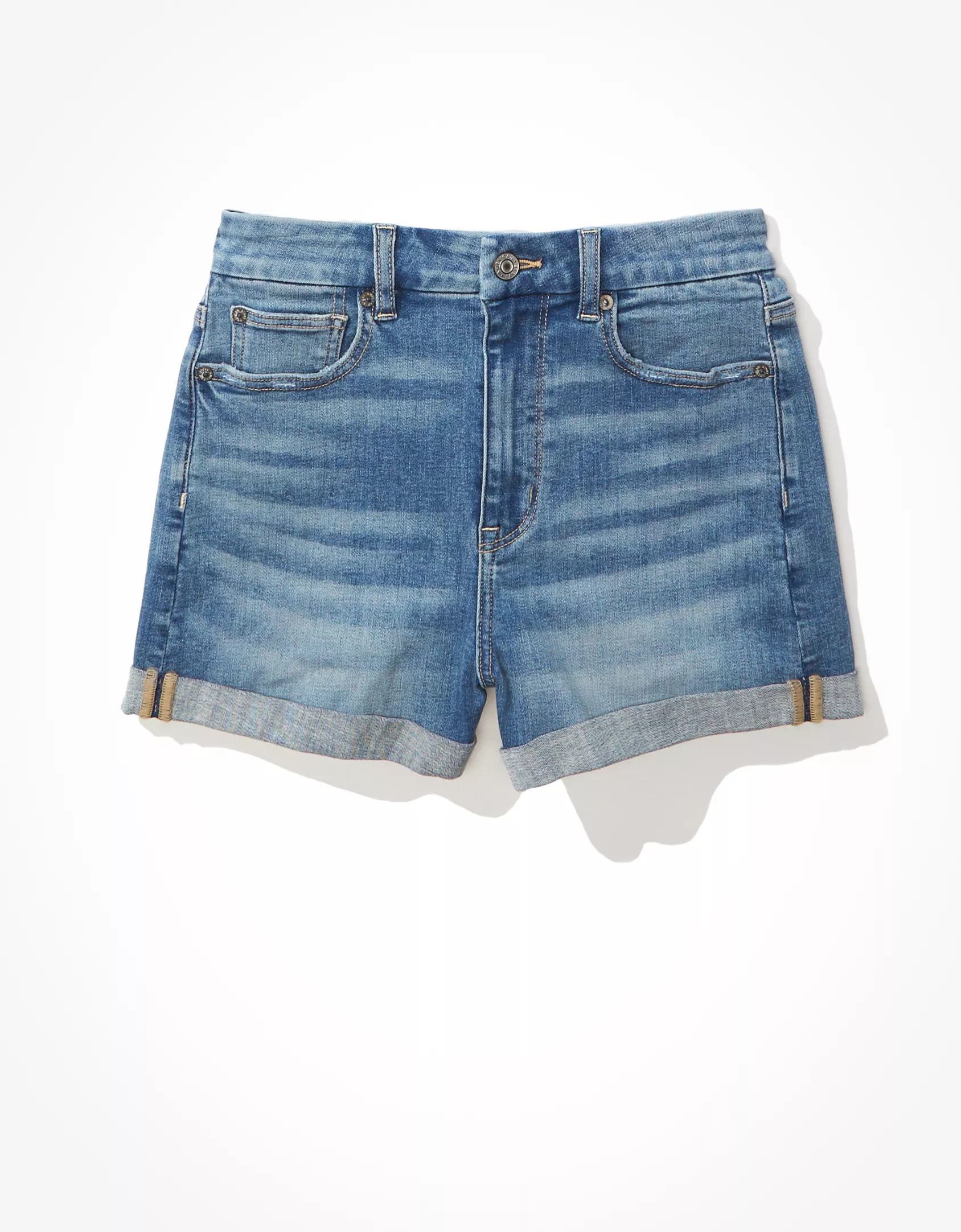 AE Ne(x)t Level Curvy High-Waisted Denim Short Short | American Eagle Outfitters (US & CA)