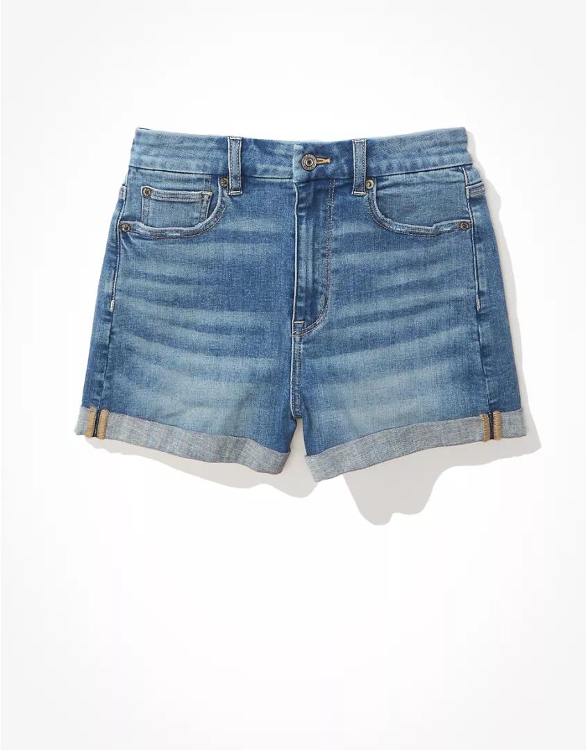 AE Ne(x)t Level Curvy High-Waisted Denim Short Short | American Eagle Outfitters (US & CA)