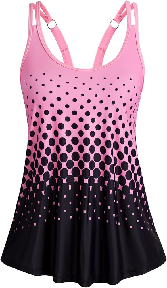 HUSKARY Tankini Tops for Women Flowy Swim Top Removable Padded Loose Fit Modest Bathing Suits No ... | Amazon (CA)