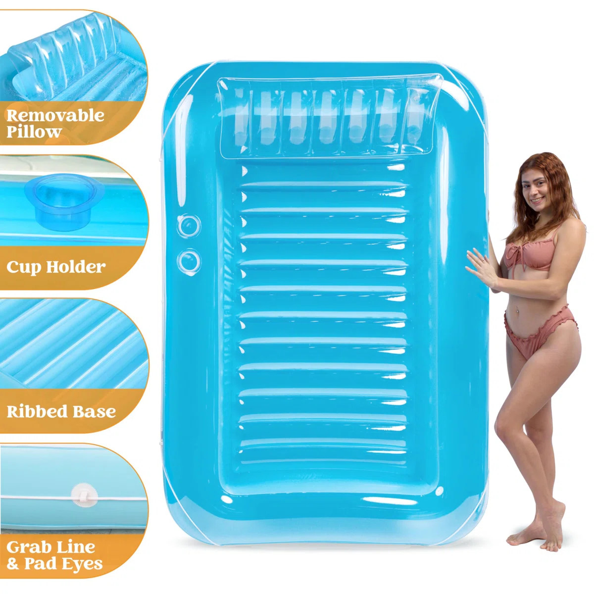 70" x 46" Pool Floats Adult with Pillow, 4 in 1 Suntan Tub Raft Floatie | Wayfair North America