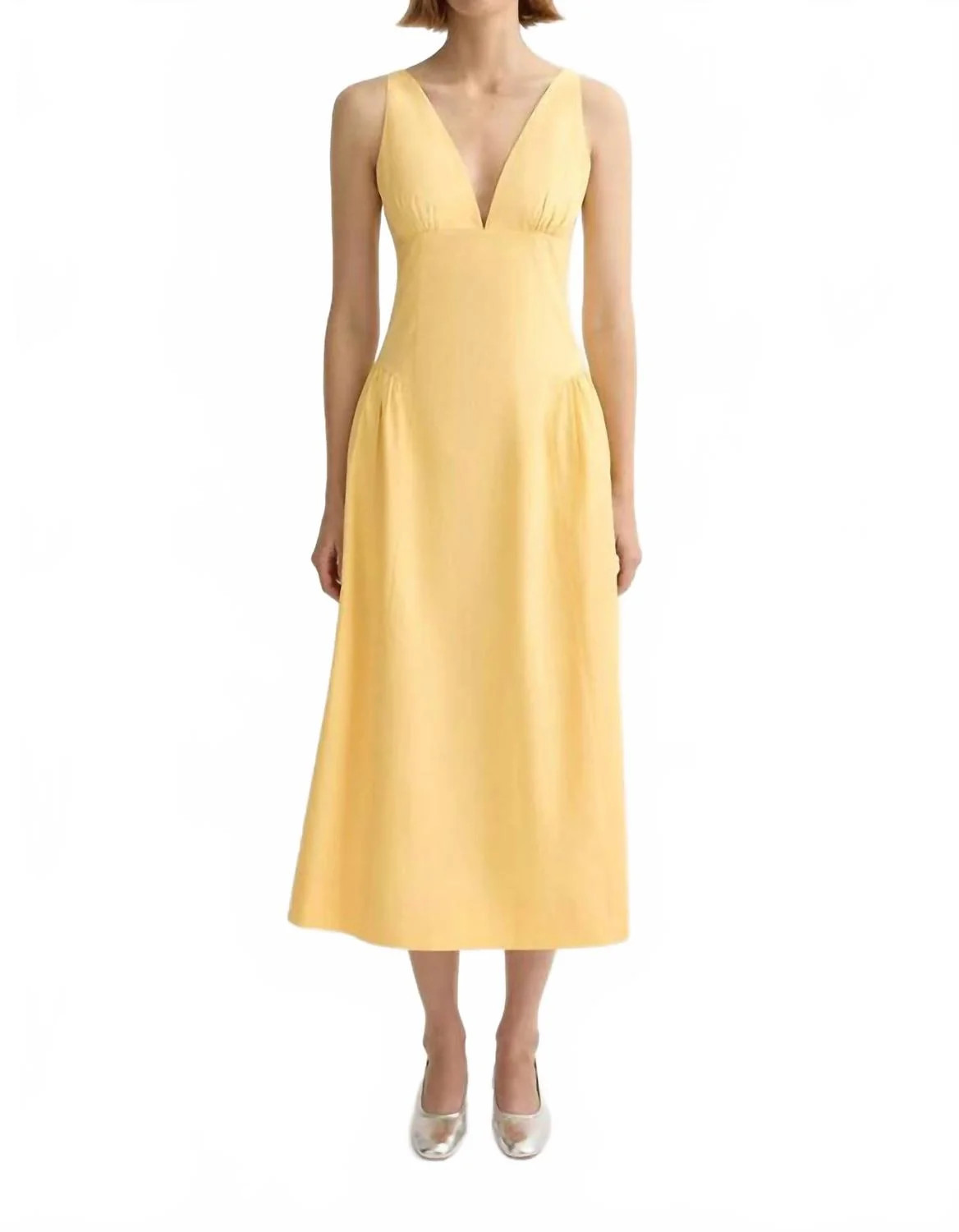 Lindie Midi Dress In Yellow | Shop Simon