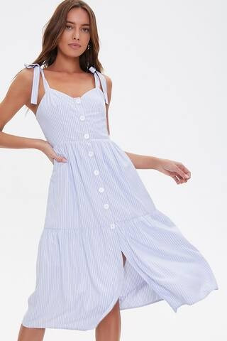 Pinstriped Buttoned Midi Dress | Forever 21 (US)