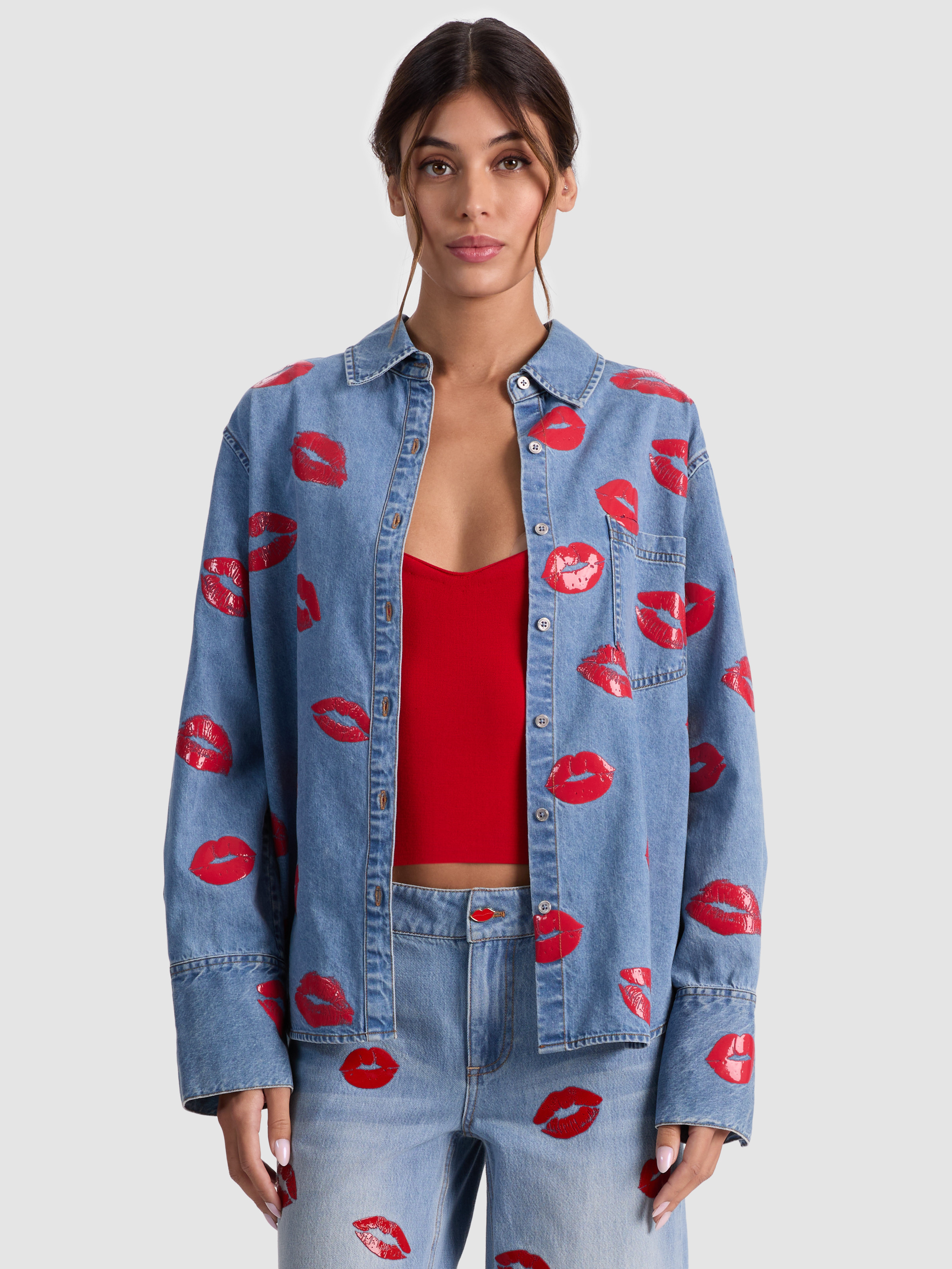 alice + olivia FINELY OVERSIZED BUTTON DOWN | Alice + Olivia