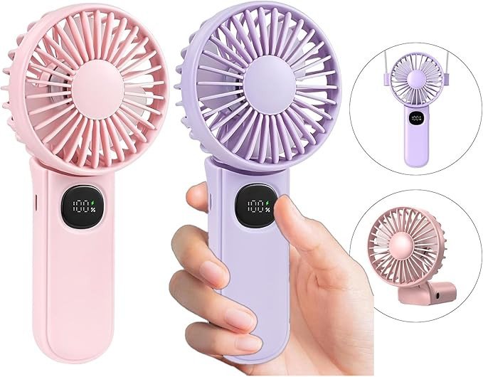 2-Pack 5-Speed Mini Fan Handheld Fan Portable Fan For Travel Essentials,Small Fan Personal Fan Ne... | Amazon (US)