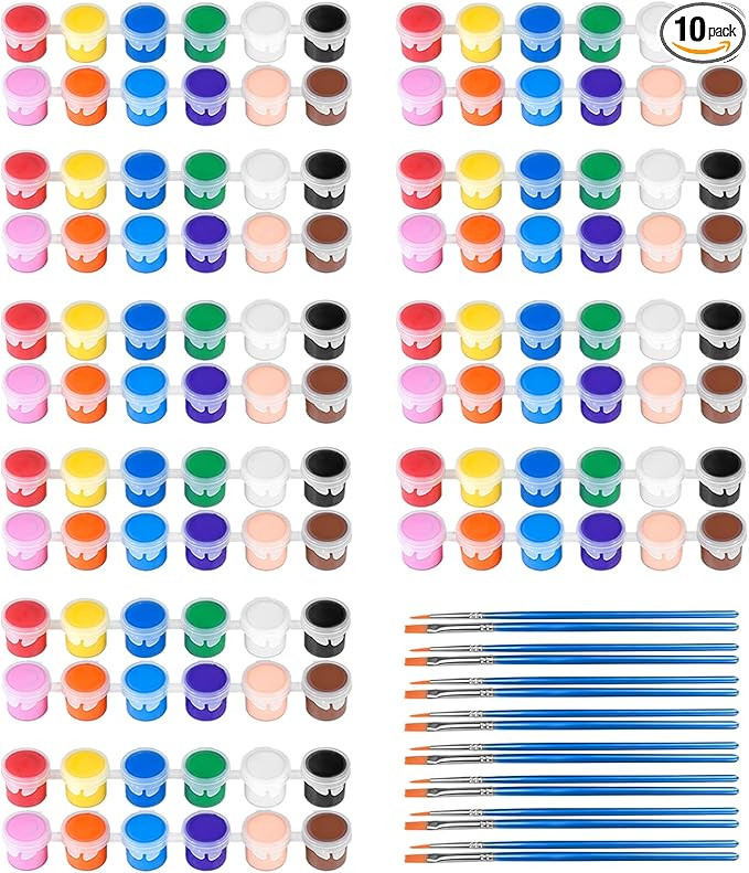 10 Pack Mini Acrylic Paint Set,12 Colors Acrylic Paints Strips for Kids&Adults Craft Paint,140 PC... | Amazon (US)