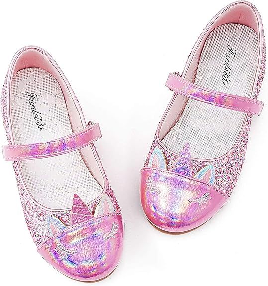 Furdeour Girls Dress Shoes Mary Jane Flower Wedding Party Bridesmaids Shoes Glitter Princess Ball... | Amazon (US)