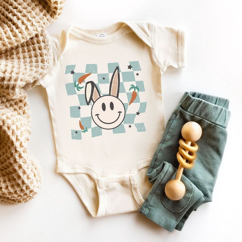 The Juniper Shop Checkered Smiley Easter Bunny Baby Bodysuit | Target