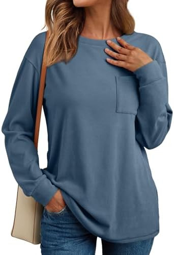 AUTOMET Womens Long Sleeve T Shirts Fall Tops Crewneck Oversized Sweatshirts Winter Cute Clothing... | Amazon (US)