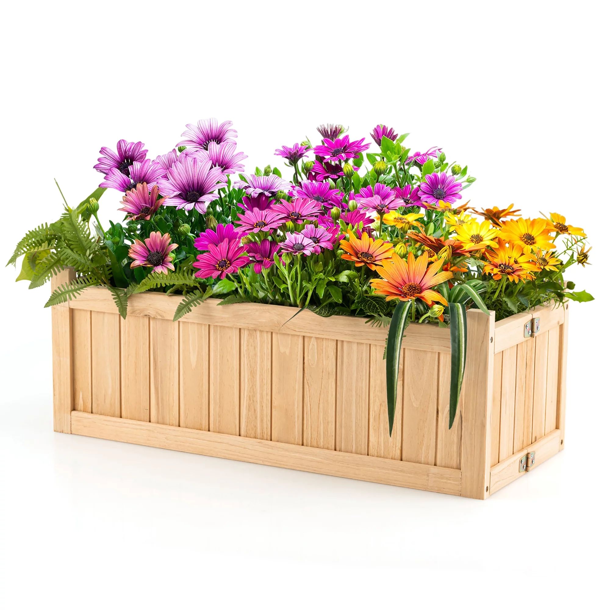 Costway Outdoor Wooden Planter Box Folding Raised Garden Plant Container w/Drainage Hole | Walmart (US)