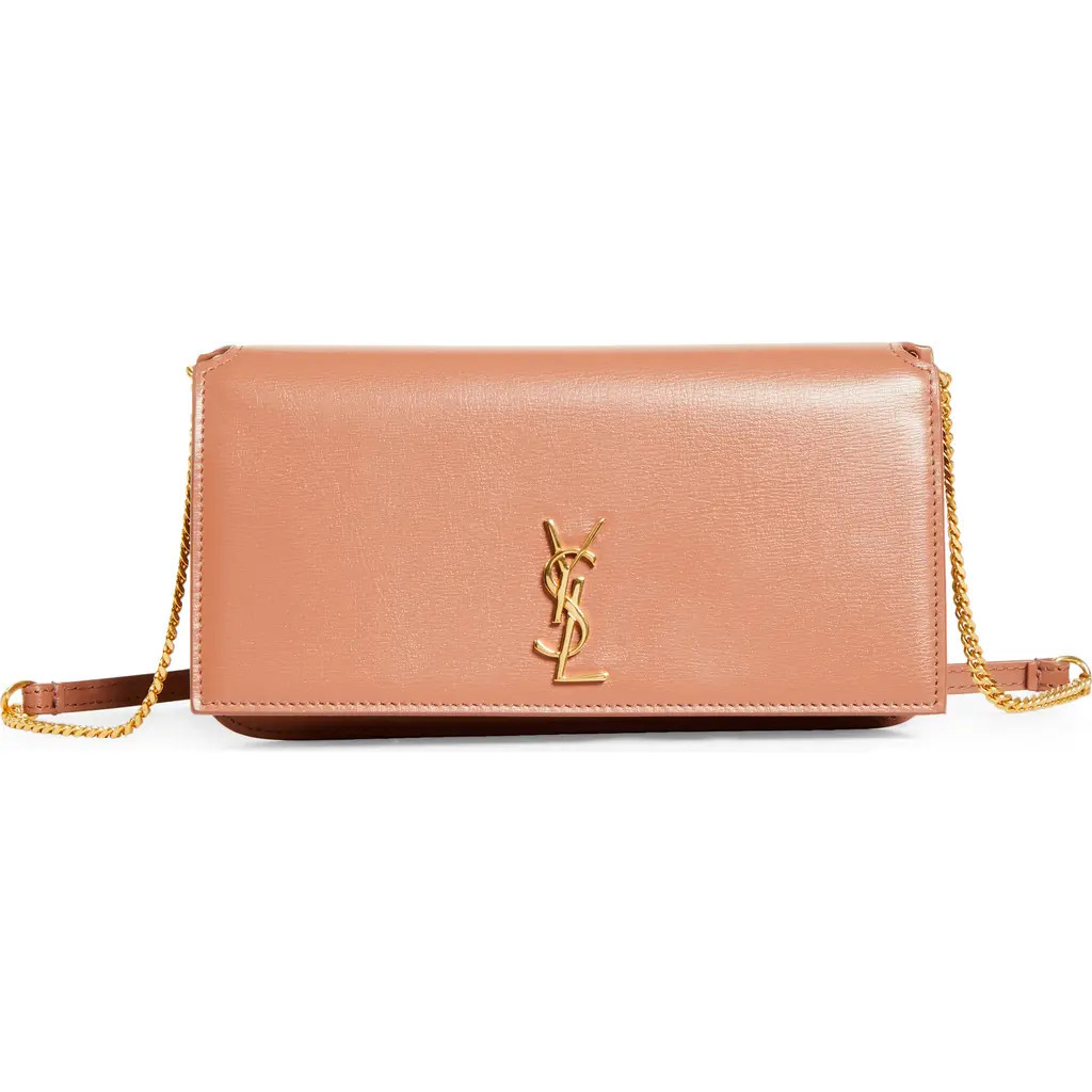 Saint Laurent Cassandre Patent Leather Crossbody Phone Holder in Barely Pink at Nordstrom | Nordstrom