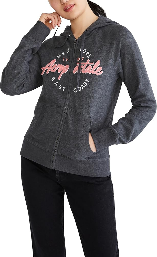 AEROPOSTALE womens Aero Logo Full Zip Hoodie- Circle/Scripts | Amazon (US)