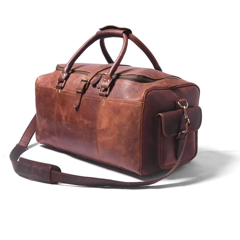 Personalised Gift For Him|Full Grain Leather Duffle Bag|Mens Travel Bag|Weekender Bags For Men|Ov... | Etsy (US)
