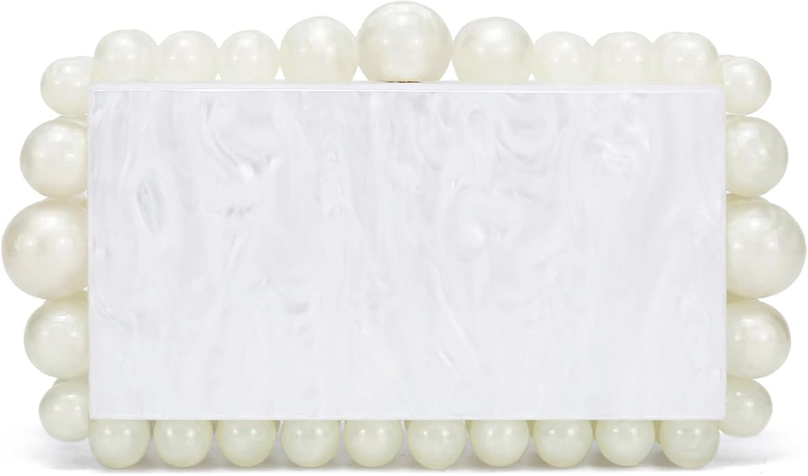 HIYOLALA Acrylic Evening Clutch Bag for Women Marble Handbag Pearl Clutch Purses for Formal Weddi... | Amazon (US)