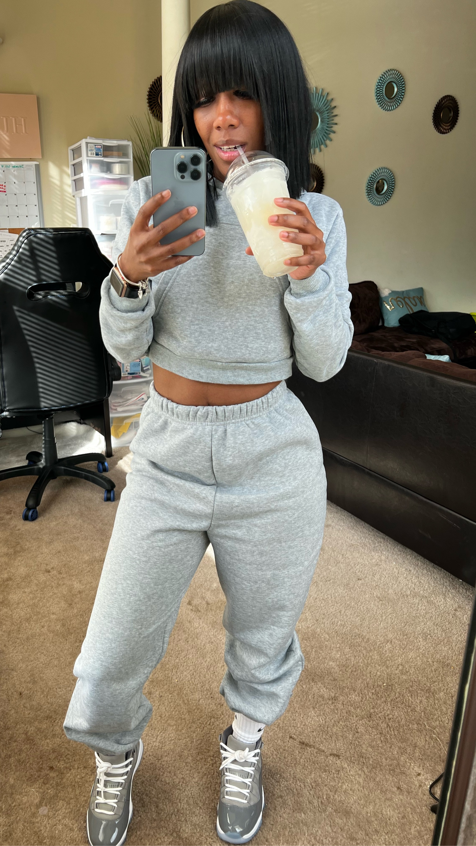 Cropped hoodie and sweatpants. The perfect matching set! I’m wearing a size small.

#LTKSeasonal #LTKstyletip #LTKfindsunder50