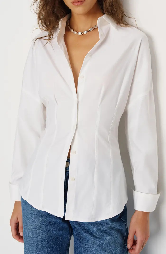 Reformation Vanta Stretch Poplin Button-Up Shirt | Nordstrom | Nordstrom