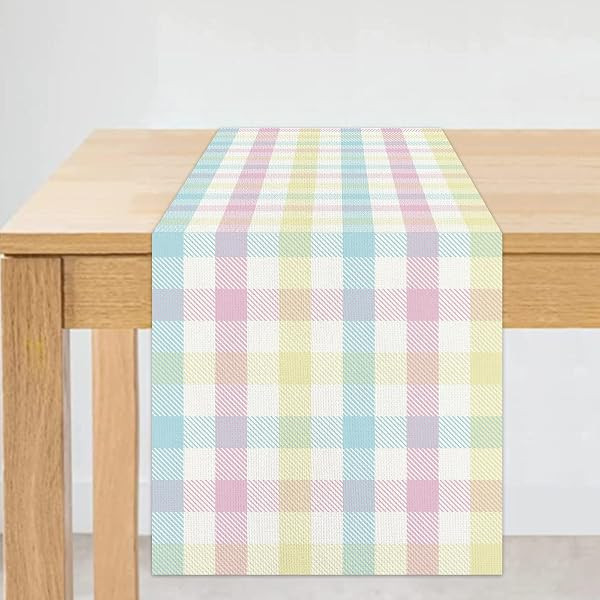 Nepnuser Linen Spring Easter Buffalo Check Plaid Table Runner Rustic Farmhouse Home Dining Room Kitc | Amazon (US)